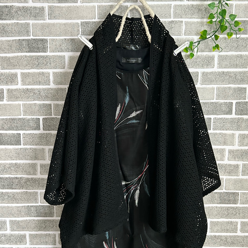 夏何にでも似合う涼しい総レースローブカーディガン