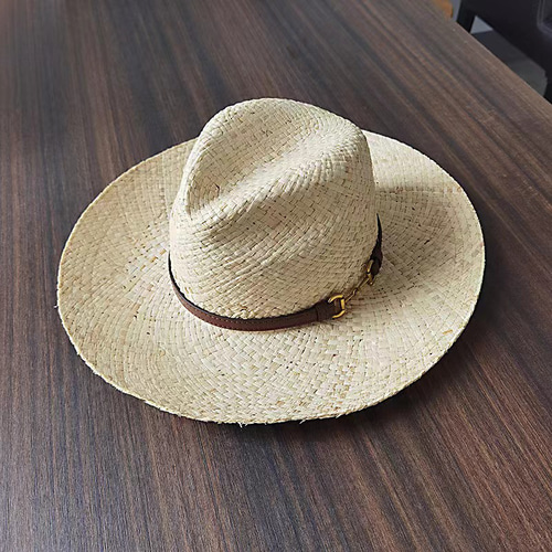 ラフィアハット、ジャズハット ツバ広麦わら帽子 夏用