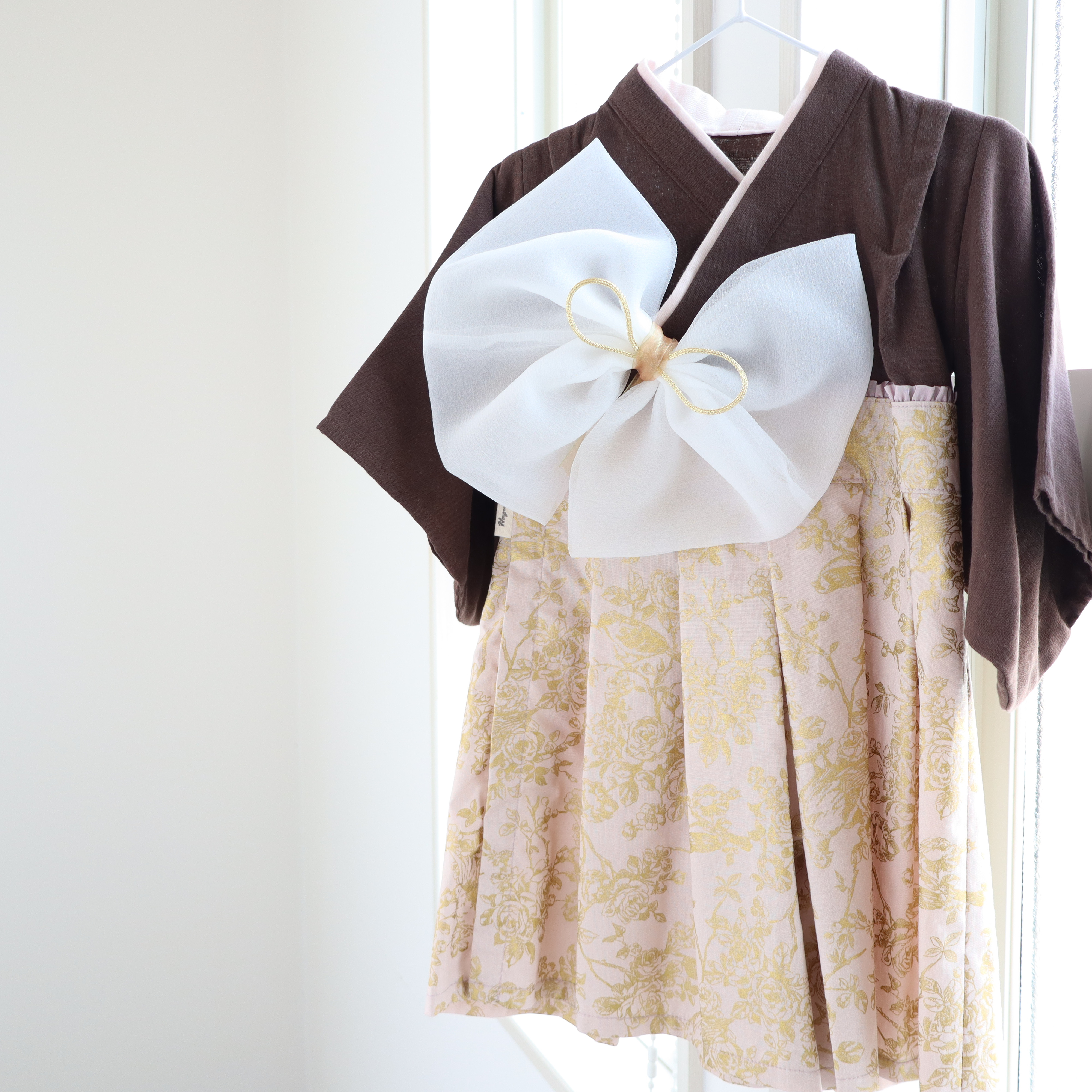 SALE 超らく着付❀70-80sizeベビー袴【chocolat】お食初め・肌に優しい・出産祝い