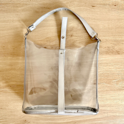 2way バッグ☆ハンドメイド 大人の2wayクリアバッグ【クリア×シルバー】クリア2025