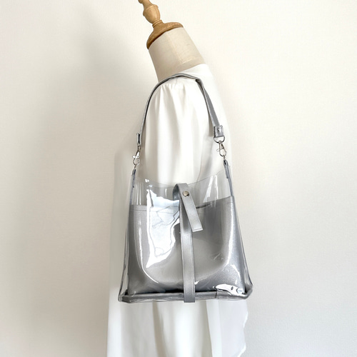 大人の2wayクリアバッグ【クリア×シルバー】クリア2025 ショルダー