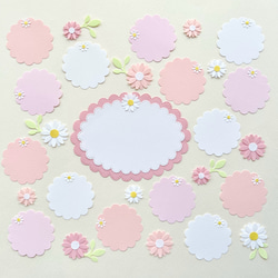 可愛いお花とコメントカード(5.7cm)のセット〜ピンク 寄せ書き