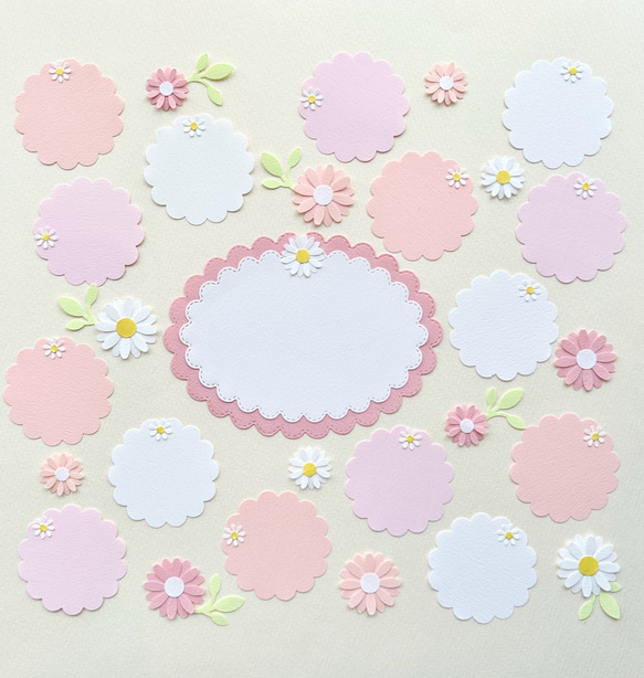 可愛いお花とコメントカード(4.5cm)のセット〜ピンク 寄せ書き