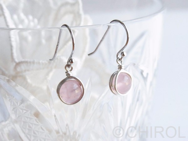 シンプル ローズクォーツ ピアス/ SV925