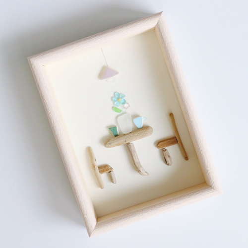 7-15「プリティエンジェル purple」シーグラスアート　インテリア　雑貨 7-15「プリティエンジェル purple」シーグラスアート インテリア