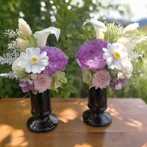 ジニアとトルコキキョウのお供え花白 仏花 リシアンサス プリザーブド