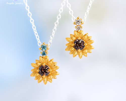 【新品】 ネックレス ひまわり 最高品質 上品 高級 自然 幸運 幸福 花 宝石 太陽の花 -ひまわりネックレス- ネックレス・ペンダント Angelic