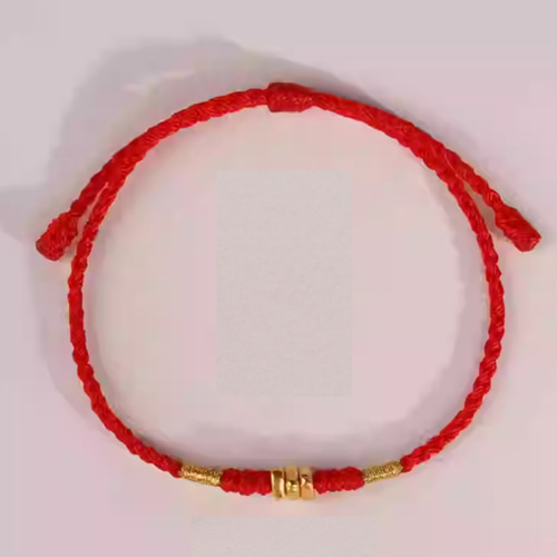 24K縁起物 安全を守る赤い糸K24純金ブレスレット24金ゴールド
