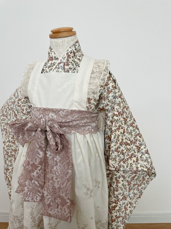 リバティ着物　被布エプロン　3歳着物　女の子着物　七五三　カジュアル着物 リバティ着物被布エプロン3歳着物女の子着物七五三カジュアル着物