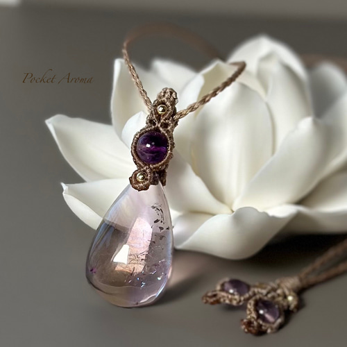 ☆アメトリンアクアマリンアメジストマクラメネックレス