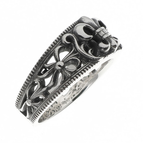 シルバー925 指輪 BS 百合の紋章 Fleur Ring 古美加工 燻し加工 新型