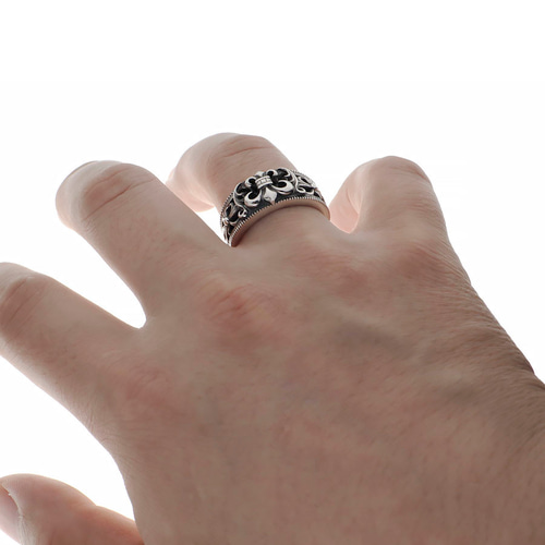 シルバー925 指輪 BS 百合の紋章 Fleur Ring 古美加工 燻し加工