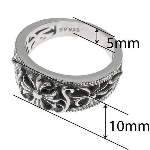 シルバー925 指輪 クロス CROSS クロスの紋章 Crest Ring 古美加工