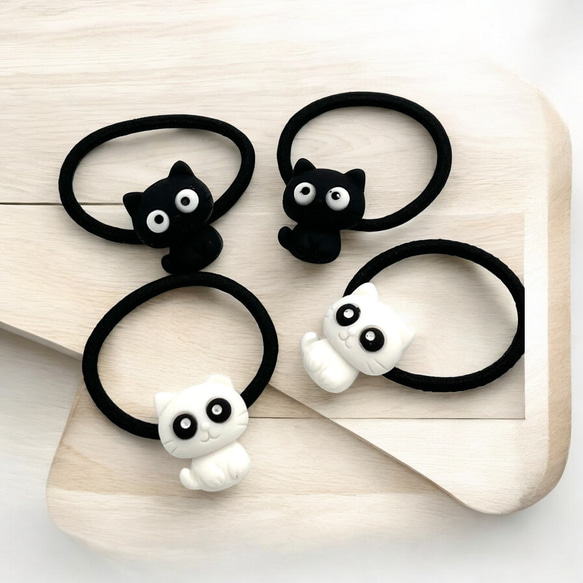 ヘアゴム キッズ ネコ 2個 アニマル 動物 ヘアアクセサリー