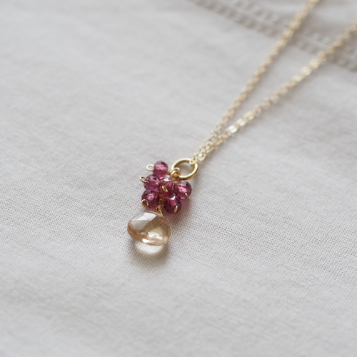 ネックレス・ペンダント Champagne ネックレス・ペンダント 14kgf〉◇宝石質モルダバイト*ネックレス 14kgf ... garnet ネックレス・ペンダント