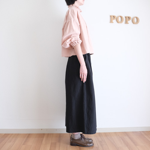 フリルブラウス くすみピンク しわ加工 選べるブローチ付き ブラウス