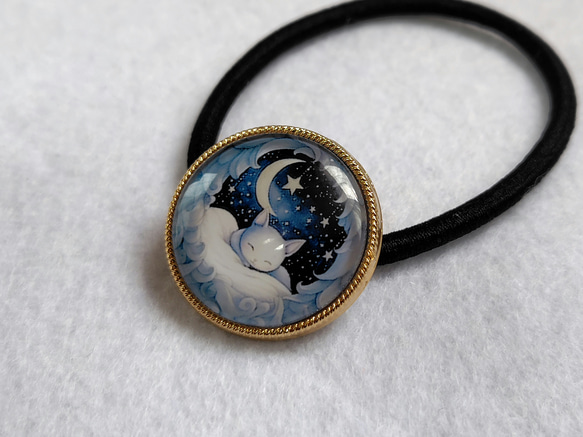 レジン 猫 ヘアゴム ブローチ ポニーフック No.59 レジン 猫 ヘアゴム