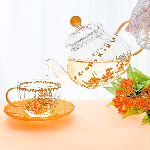 金木犀が靡く〜耐熱ガラスのティーセット ポット・急須