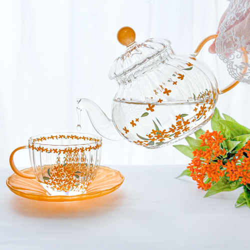 金木犀が靡く〜耐熱ガラスのティーセット ポット・急須 ❤︎Blanche