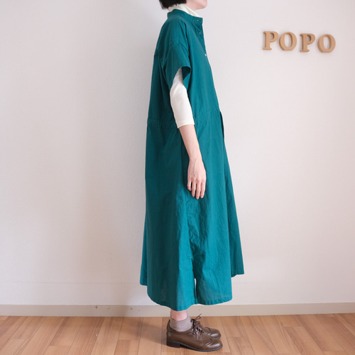 極美品✨コヒナ ベルト付きヨークシャツワンピース ブルーグリーン S コヒナ ベルト付きヨークシャツワンピース ブルーグリーン short 極美