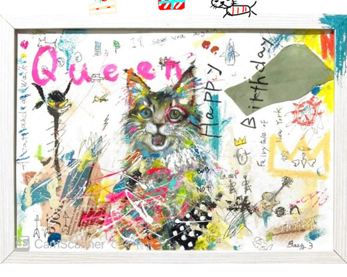 Queen】絵画 CAT 猫 原画 メインクーン BAEZ3 絵画
