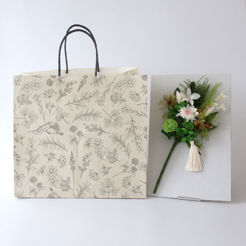 プリザーブドフラワー仏花　一対　花束タイプ　お供え花　花器なし 大きめ/白グリーン/器なし】お仏壇にお供えするプリザーブドフラワー仏