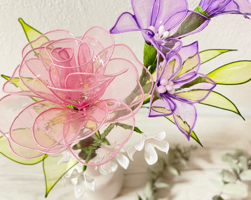 アメリカンフラワー　ディップフラワーNO、161（薔薇・かすみ草） アメリカンフラワー ディップフラワーNO、161（薔薇・かすみ草