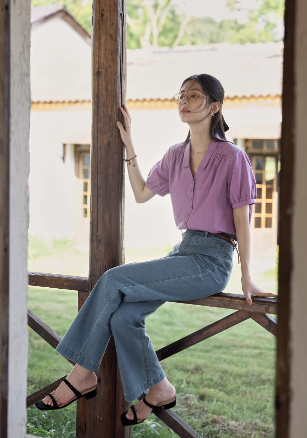 大人可愛い半袖ブラウス　コットン