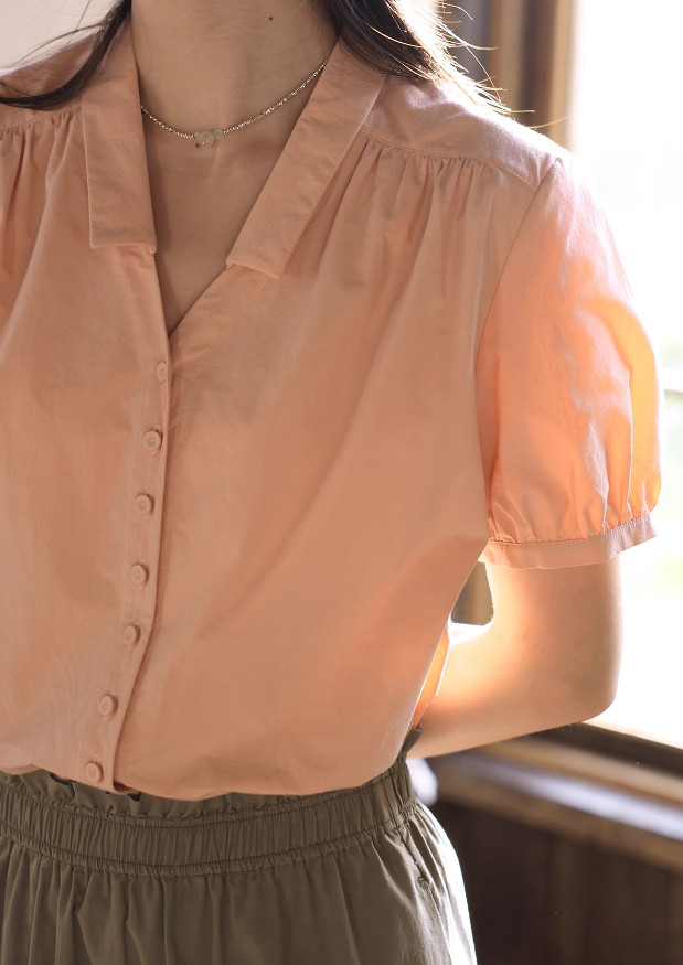 大人可愛い半袖ブラウス　コットン