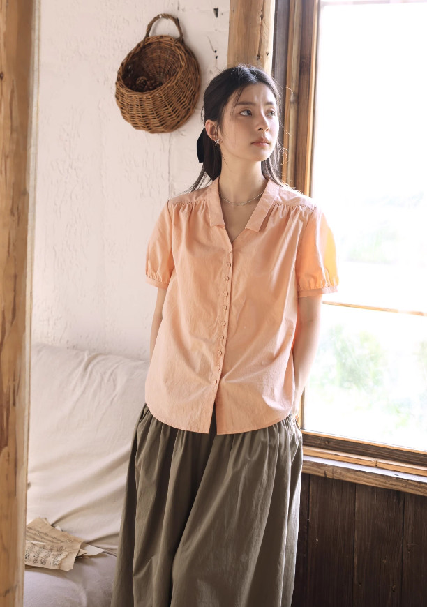 大人可愛い半袖ブラウス　コットン