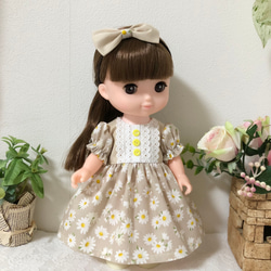 水色小花のワンピース♡ヘアゴムセット イルメール イーマリー