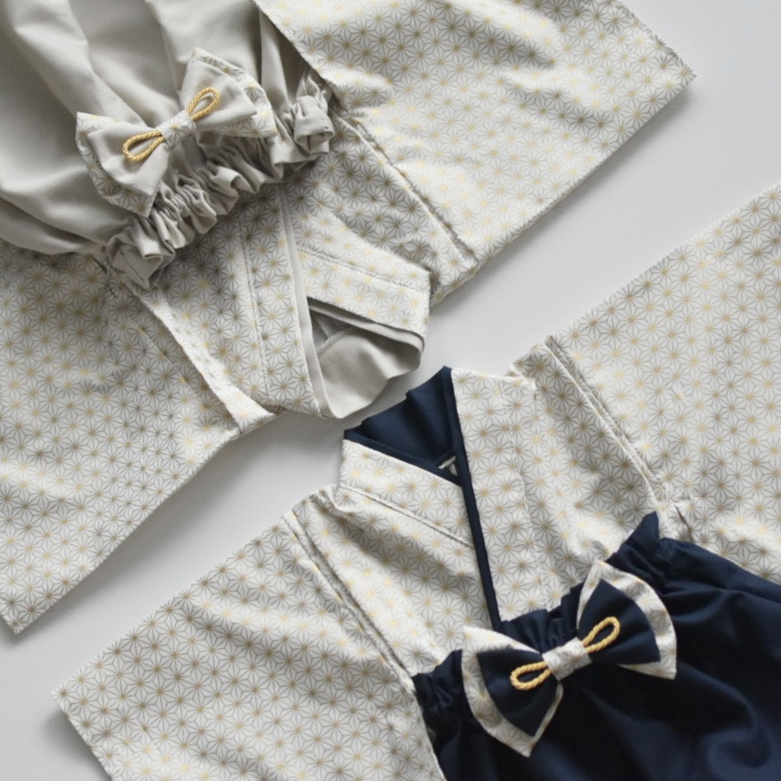 【即納】選べる麻の葉柄のベビー袴　70-80 お食い初め/初節句