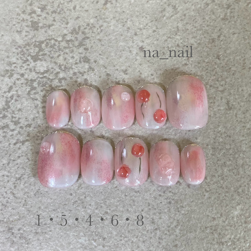 現品】ニュアンス さくらんぼ ネイルチップ ネイルチップ（つけ爪  