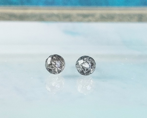4mm宝石質トルマリンクォーツ ラウンドカットピアス 【金属 
