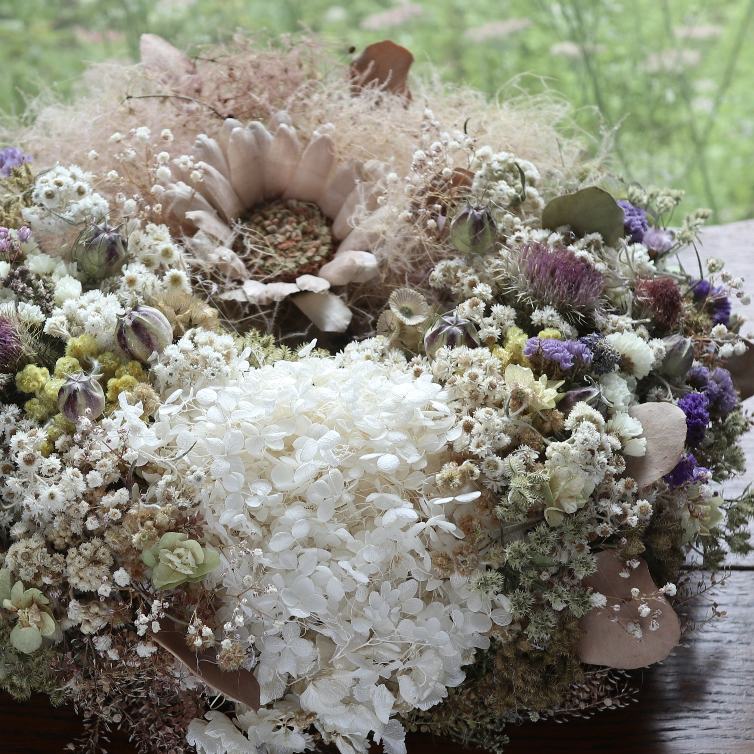 ドライフラワー☆フライングリースボール☆アンティーク秋色