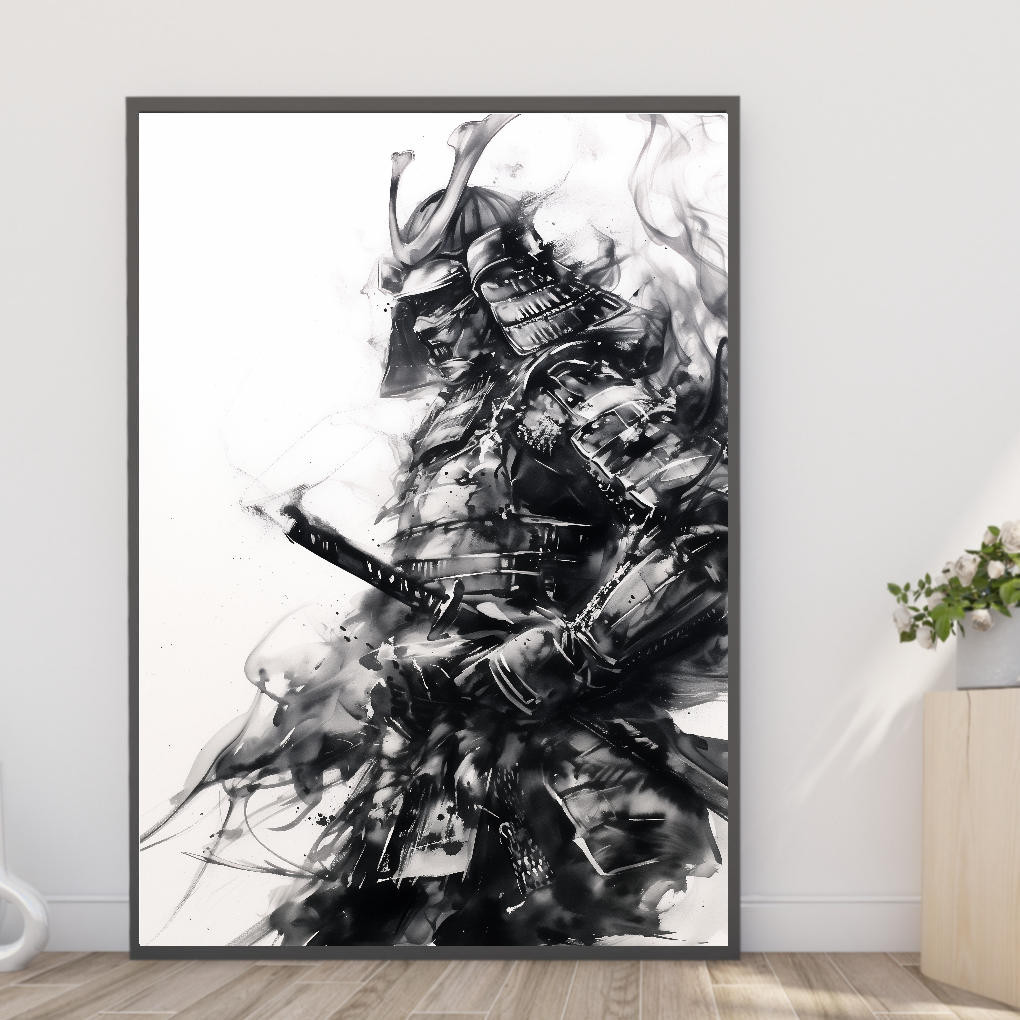 日本画 武士と妖怪 水墨画 大型 水墨画 玄武・水 Black tortoise • Water P6号(40.9×27.3cm