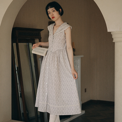 レトロ花柄二層レースVネック花柄ドレスサマーノースリーブスカート