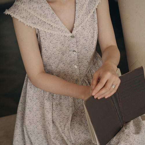 レトロ花柄二層レースVネック花柄ドレスサマーノースリーブスカート