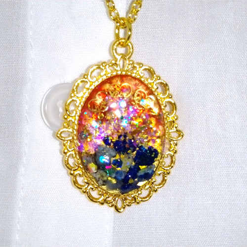 ラピスラズリの夢ペンダント（ハートver）天然石・瑠璃・キラキラ