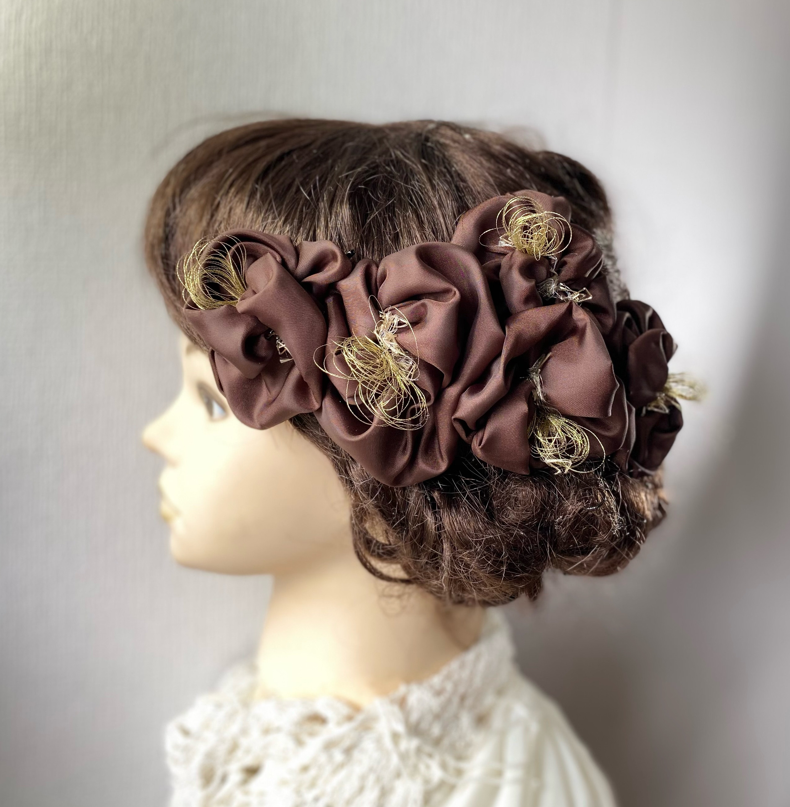 和装髪飾り ヘッドドレス ヘアアクセサリー ブラウン 茶色 成人式 結婚式