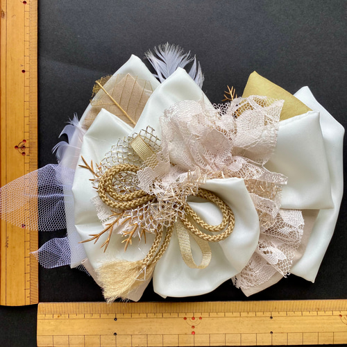 オフホワイトヘッドドレス ヘアアクセサリー 七五三 髪飾り リボン髪