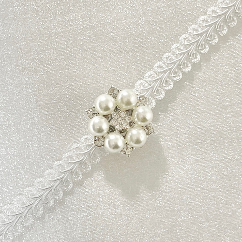 帯締め　レース　フリル　パール　コサージュ　襟飾り　帯飾り 帯締めレースフリルパールコサージュ襟飾り帯飾り