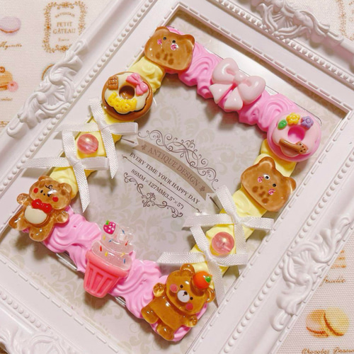 クマちゃんとスイーツのホイップデコ トレカケース リボン ドーナツ 