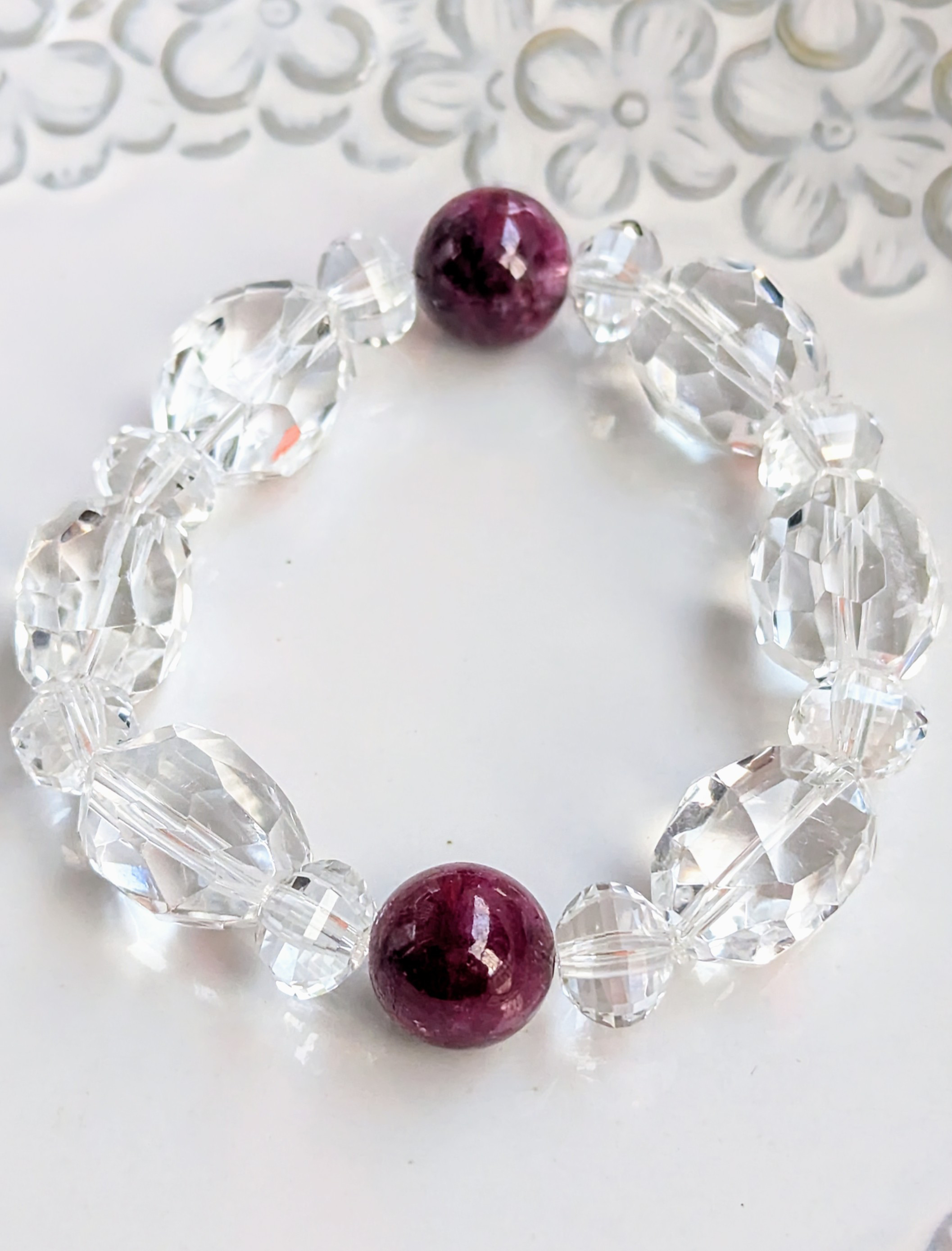 ✨非加熱ルビー&クリアクォーツのブレスレット✨豊かな人生を築くための力となるクリスタル✨