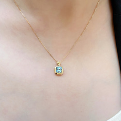「瓶」シンプル　K18 天然アクアマリン　幸福・富・聡明　3月誕生石　ネックレス　1ct 8枚目の画像