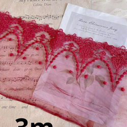 B352 レッド色ドット柄チュールレース生地 手芸用品 レース ʚmummyɞ