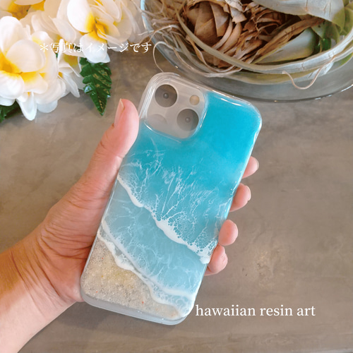 スマホケース スマートフォン 夏 海 波 iPhone エポキシレジン