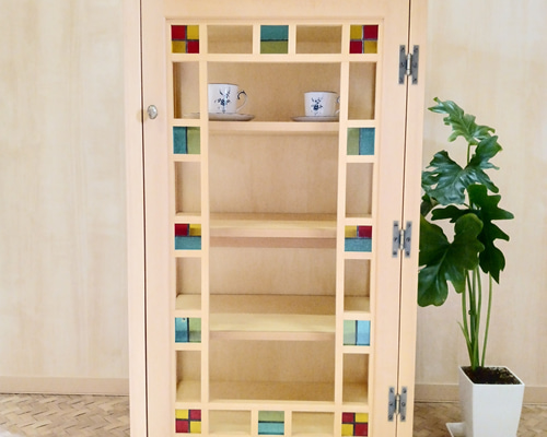 昭和レトロ　食器棚　ステンドグラス　キャビネット 昭和レトロ 食器棚 ステンドグラス キャビネット キャビネット