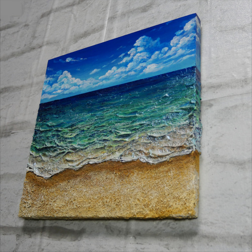 パスカル　油絵 油絵】木製パネル絵画【砂浜の海】 絵画 HR 通販 18019948