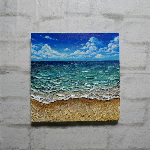 【油絵】木製パネル絵画【砂浜の海】 油絵】木製パネル絵画【砂浜の海】 絵画 HR 通販 18019948